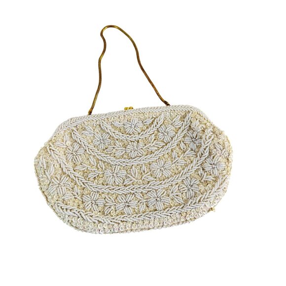 Comfort trademark Handbags - Vintage Comfort Trademark Yung Kee Womens Beaded/Sequins Silk Floral Handbag